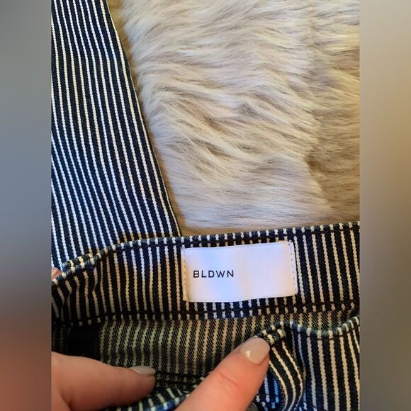 BLDWN BALDWIN | Navy Blue White Striped Ultra High Rise Skinny Jeans - 28 - Picture 7 of 7